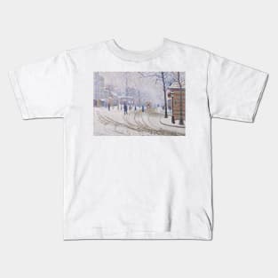 Snow, Boulevard de Clichy, Paris by Paul Signac Kids T-Shirt
